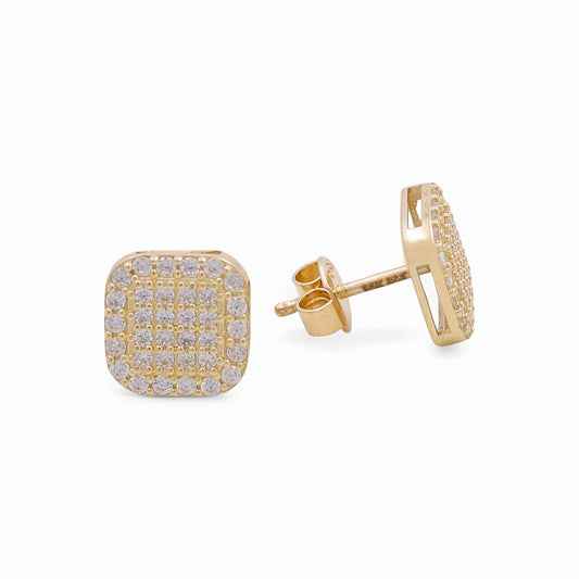 14K Yellow Gold Fashion Stud Earrings with Cz / Weight: 1.9 GR / DOES4FS-1