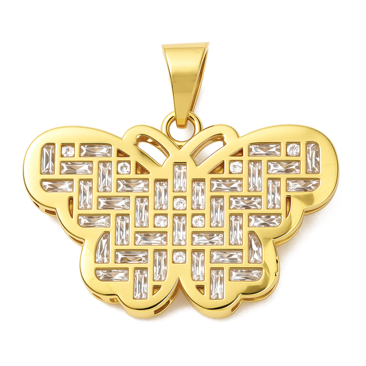 14K Yellow Gold Fashion Butterfly Pendant with Cz / Weight: 2.2 GR / COPD4BT-15