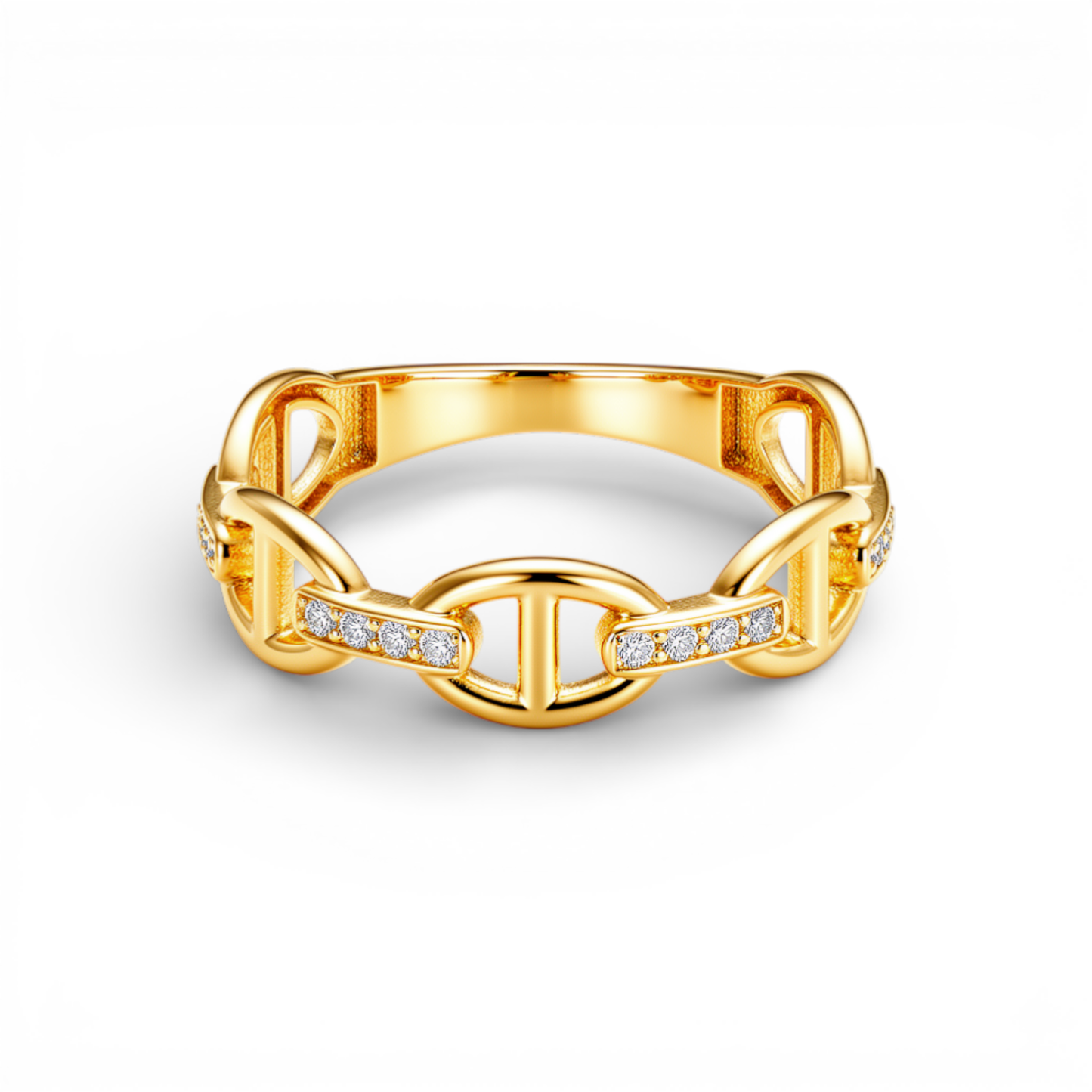 10K Yellow Gold Fashion Women's Ring With Cz / Size: 7.5 / Weight: 1.4 GR / DQWR0FS-57