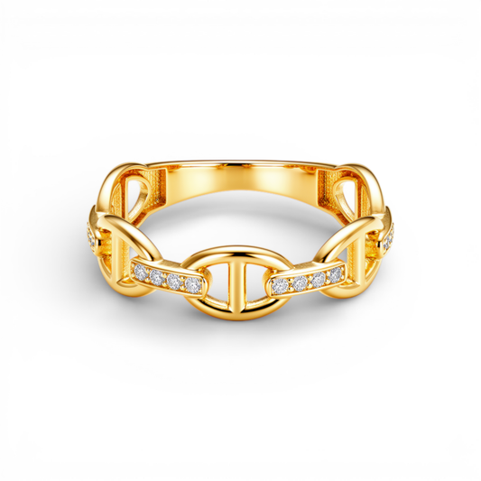 10K Yellow Gold Fashion Women's Ring With Cz / Size: 7.5 / Weight: 1.4 GR / DQWR0FS-57
