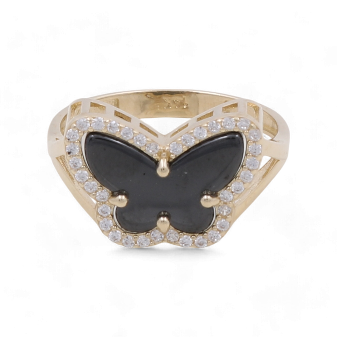 14K Yellow Gold Women’s Butterfly Stud Earrings / CZ / Weight: 3.0 GR / BOWR4BT-9
