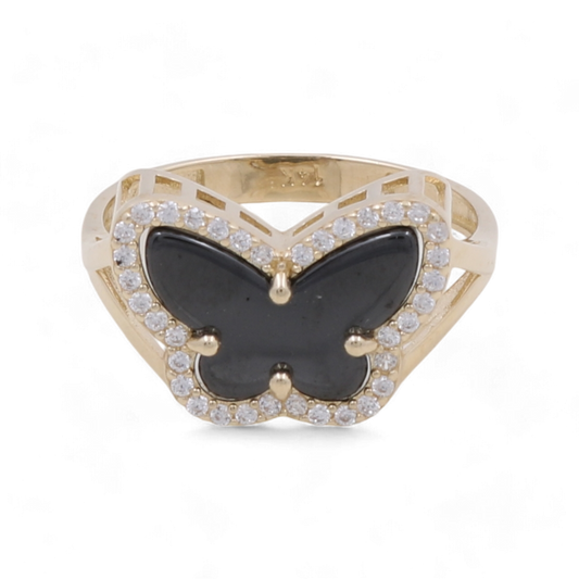 14K Yellow Gold Women’s Butterfly Stud Earrings / CZ / Weight: 3.0 GR / BOWR4BT-9