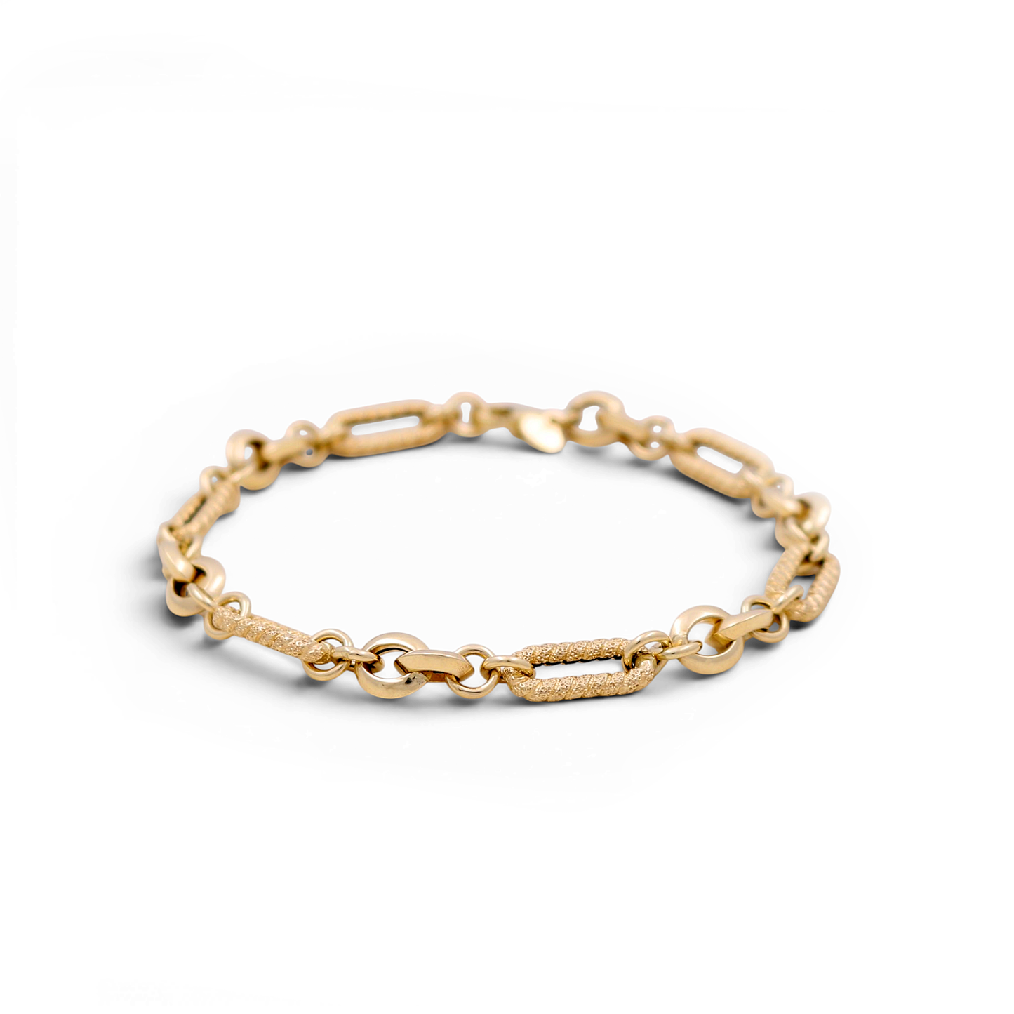 14K Yellow Gold Semisolid Fashion Women's Bracelet/ Size: 7.5" / Weight: 3.9 GR / ISWB4FS-19