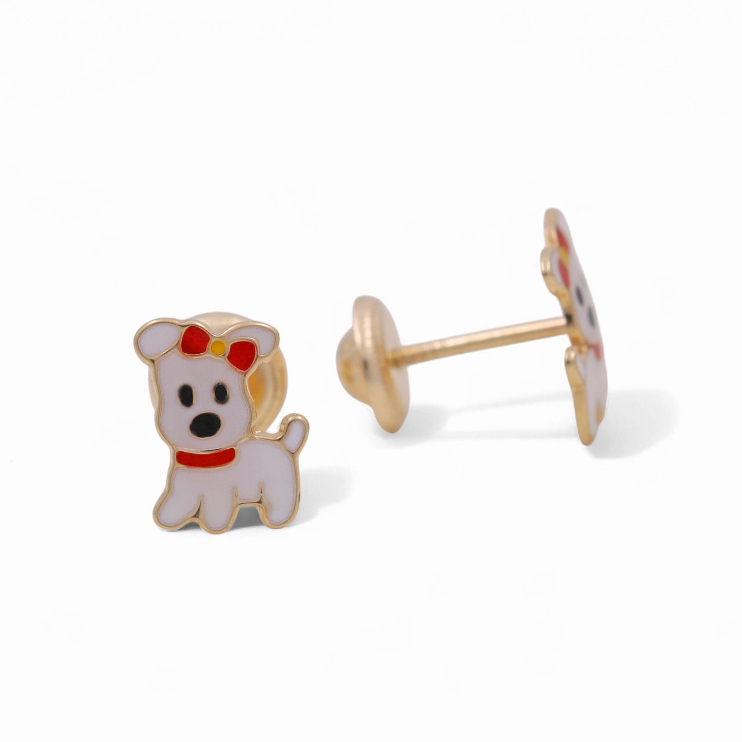14k Yellow Gold Little Dog Stud Earrings  / 6-742301P