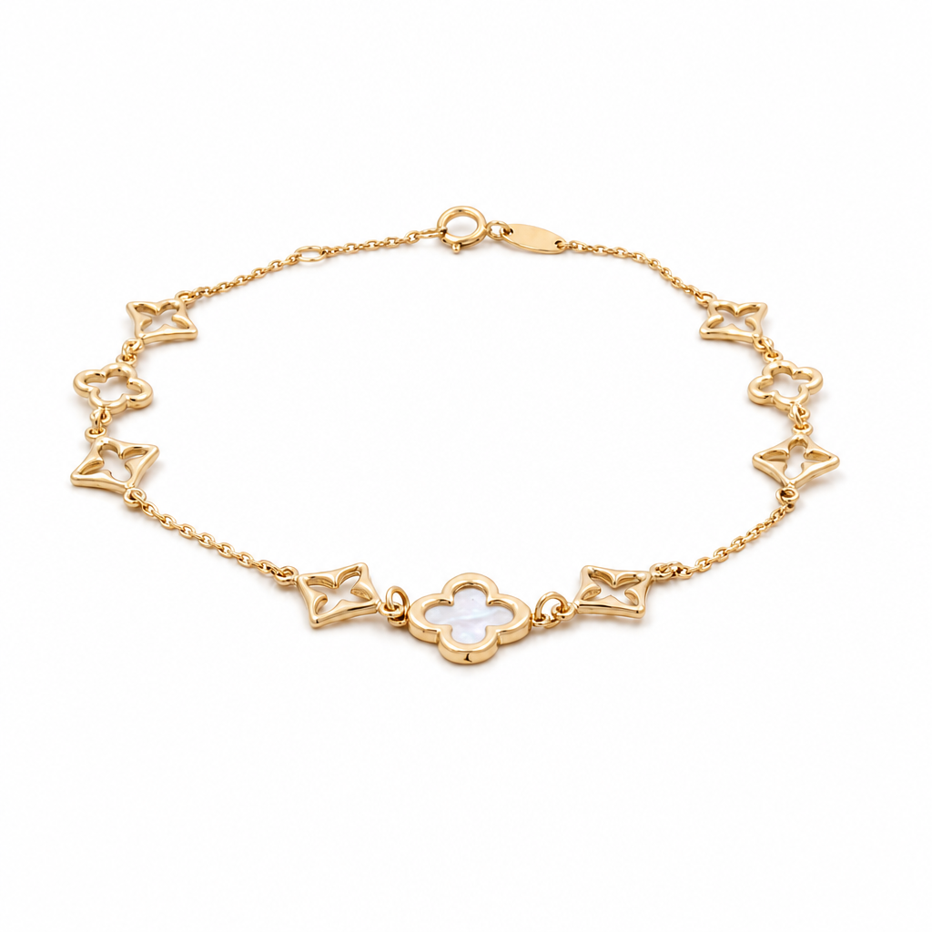 14K Yellow Gold Fashion Women's Bracelet LV /Size: 7" / Weight:1.8 GR / 401-02141
