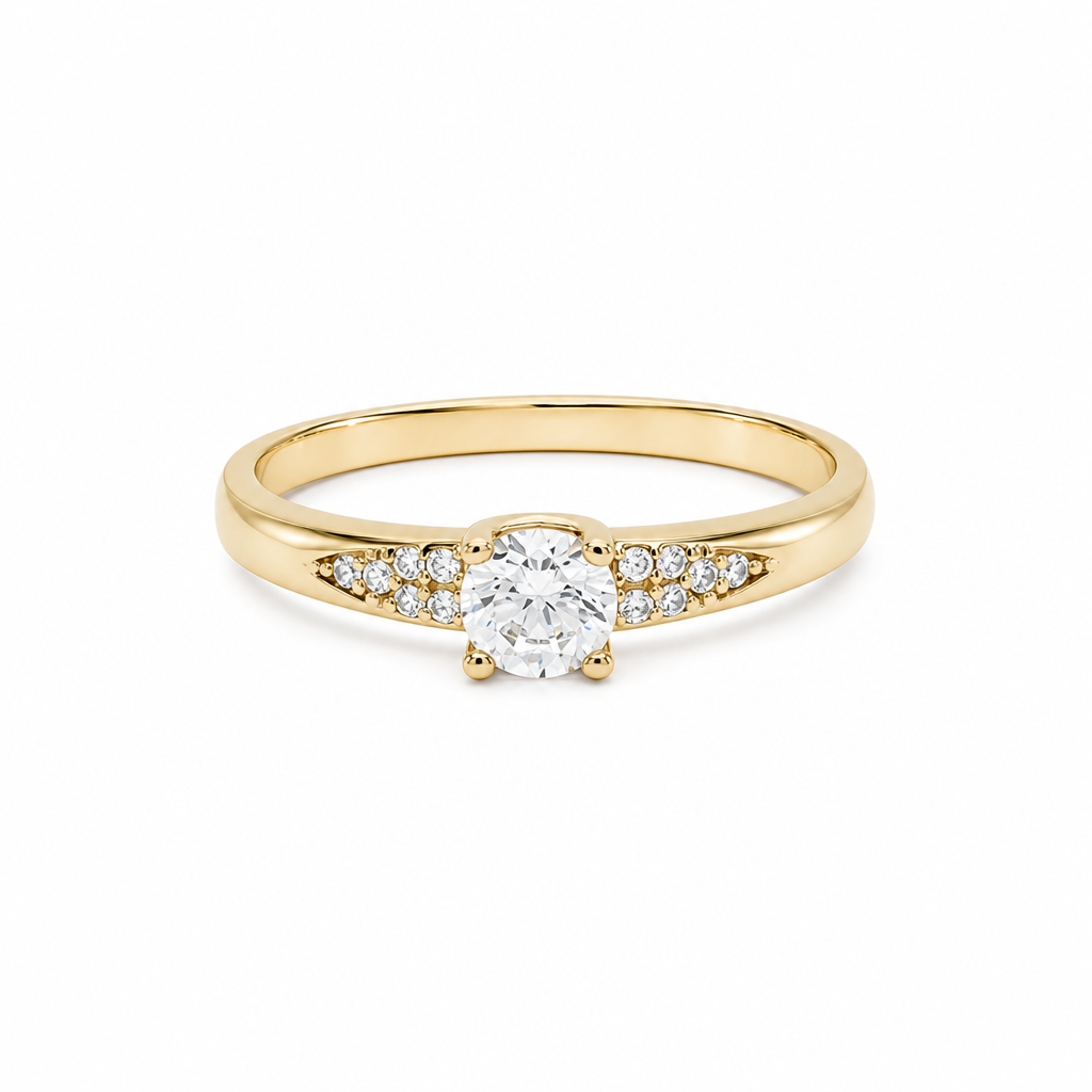 14K Yellow Gold Women's Engagement Ring / Stone: Cz / Size: 8 / Weight: 1.8 GR / DQWR4ER-1