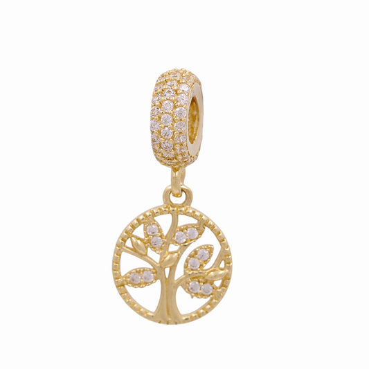 14K Yellow Gold Tree of Life Bracelet Charm / Weight: 2 GR / Stone: Cz / P24CH-18