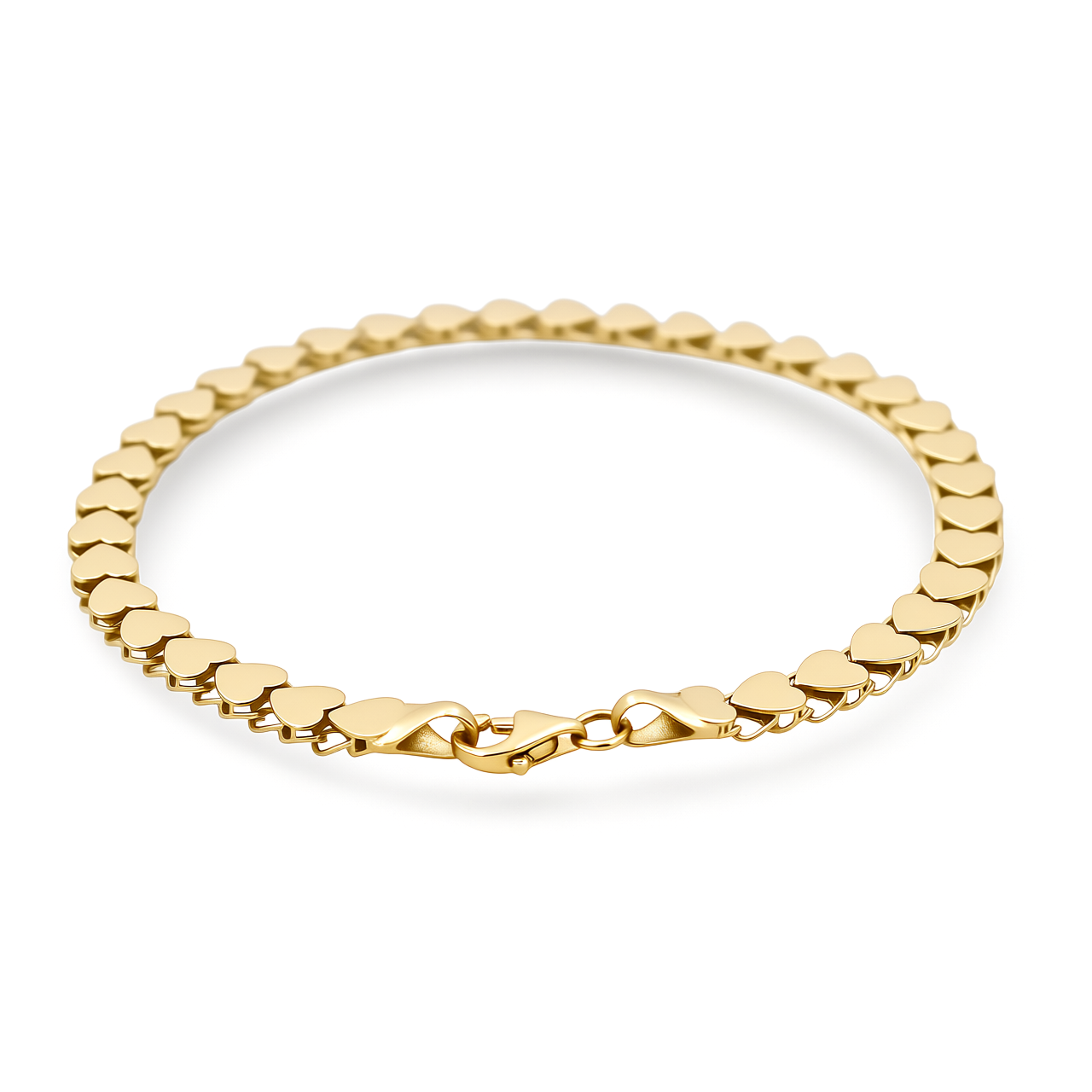 10K Yellow Gold Fancy Hearts Women's Bracelet / Size: 7.5" / Weight: 4.2 GR / P53B-58