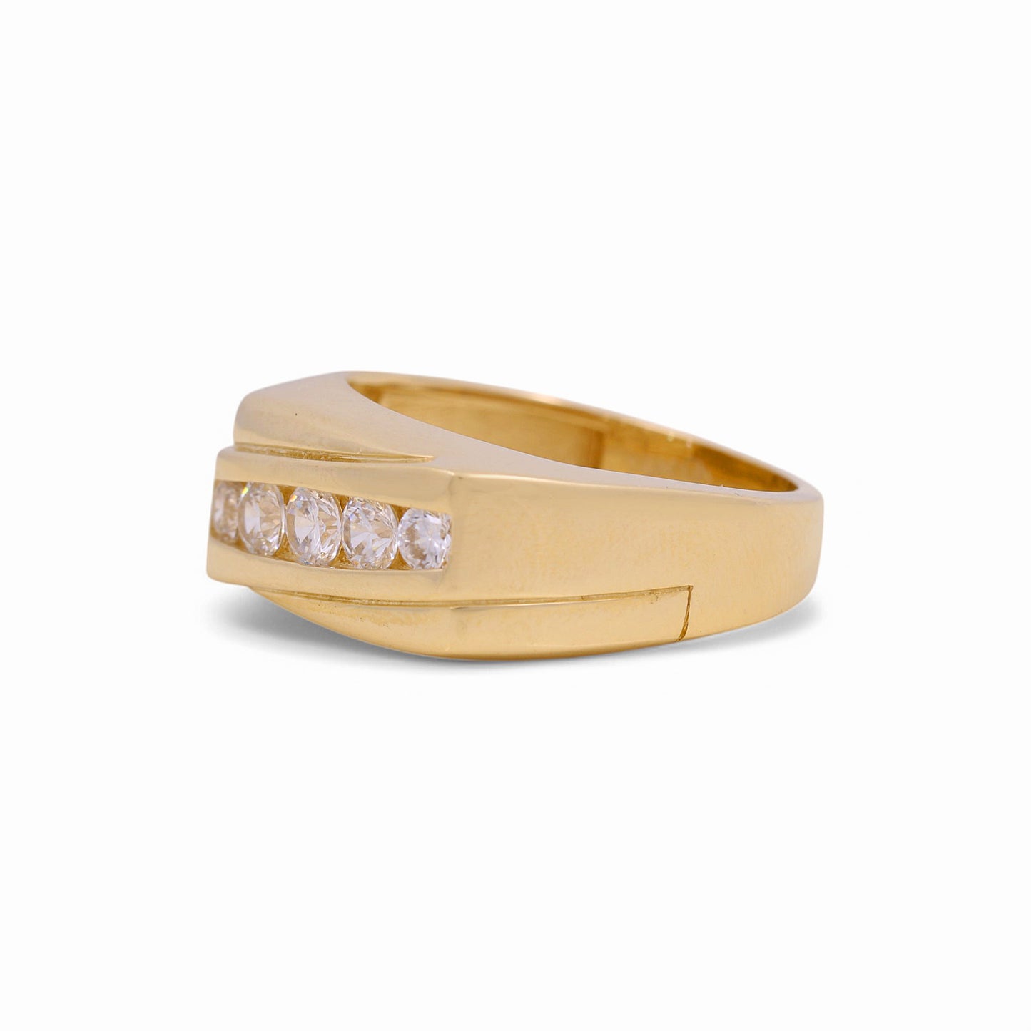 14K Yellow Fashion Men's Ring with CZ / Size: 10 / Weight: 7.1 GR / KEEMR4FS