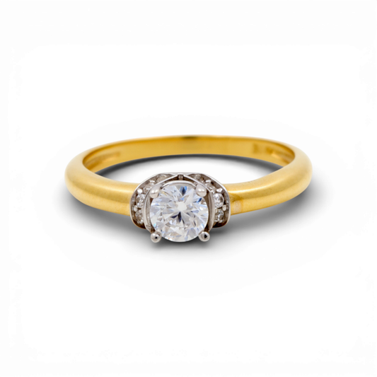 10K Yellow and White Gold Women's Engagement Ring / Stone: Cz / Size: 7 / Weight: 1.4 GR / CQWRTT0ER