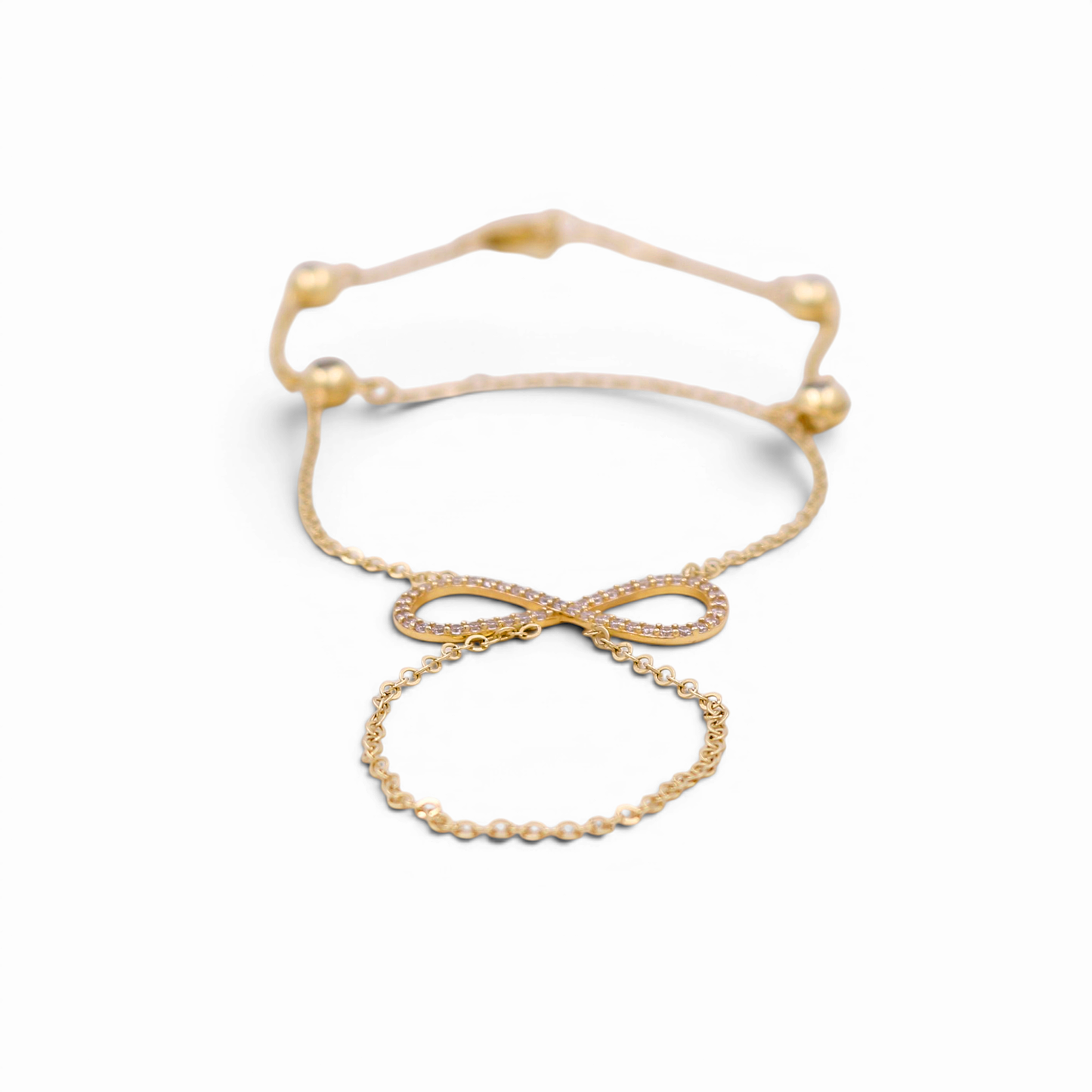 14K Yellow Gold Women's Clon Bracelet with Infinity / Size:7.5" / Weight: 5.1 GR / Stone: Cz / COWB4IF-1