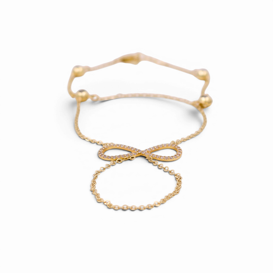 14K Yellow Gold Women's Clon Bracelet with Infinity / Size:7.5" / Weight: 5.1 GR / Stone: Cz / COWB4IF-1