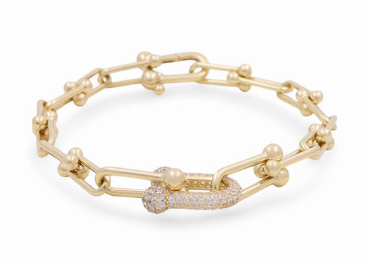 14K Yellow Gold Fashion TT Women's Bracelet / Size: 7.5" / Weight: 7.8 GR / DPWB4FSTT