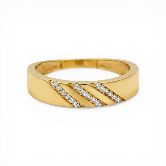 10K Yellow Gold Men’s Wedding Band with Cz / Size: 11.5 / Weight: 3.0 GR / CLBMWB0BS-3