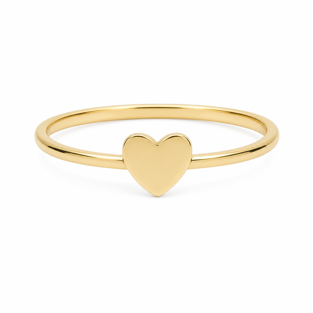 14K Yellow Gold Heart Women's Ring  / Size: 9 / Weight: 1.2 GR / DQWR4HR-23