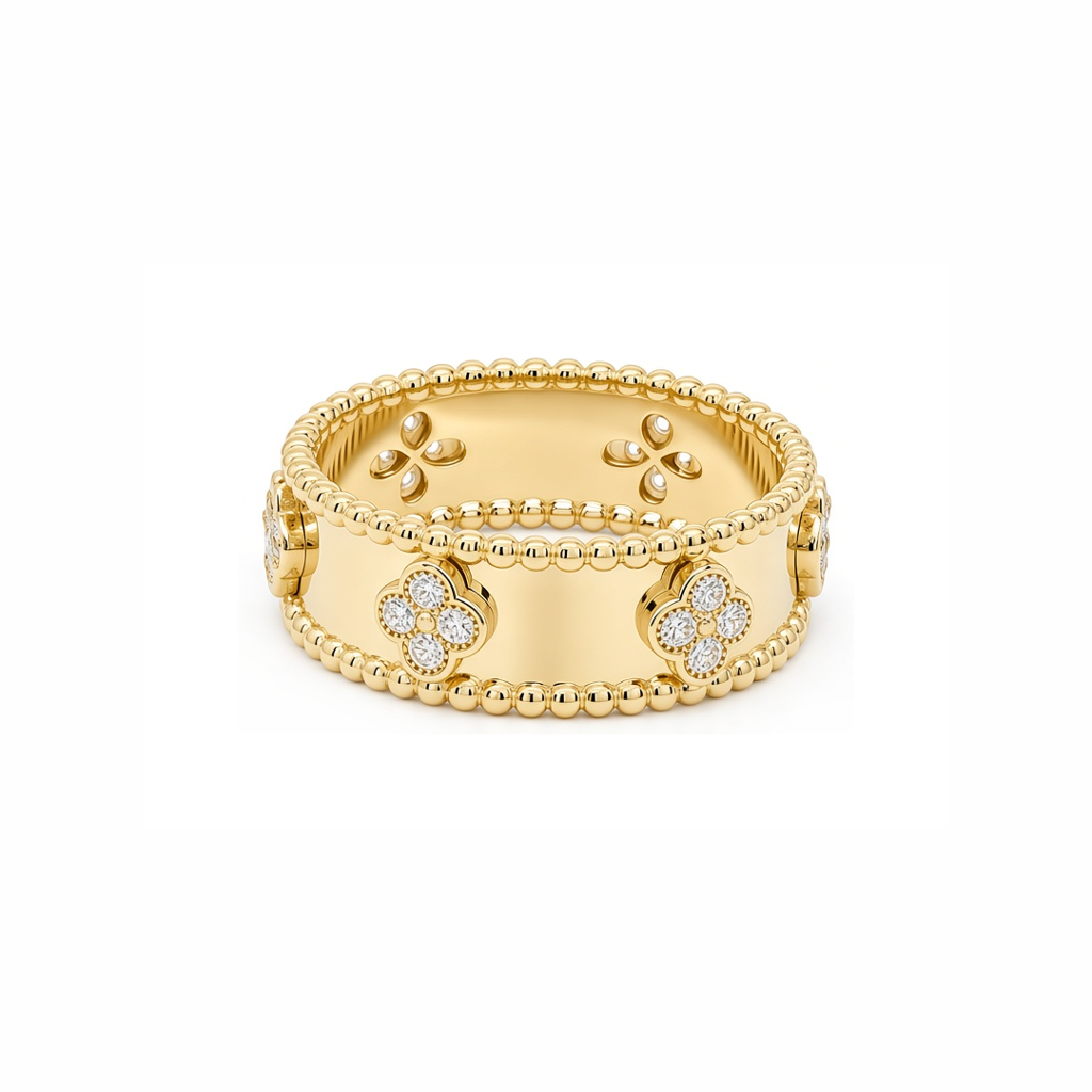 14K Yellow Gold Fashion Women's Ring with Cz / Size: 8 / Weight: 3.8 GR / P61R-20