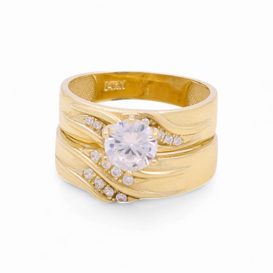 14K Yellow Gold Women’s Bridal Set / Stone: Cz / Size: 7 y 7.5 / Weight: 4.6 GR / CEEWR4BS-17