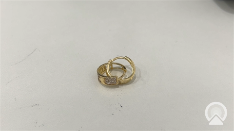 14K Yellow Gold Fashion Hoops Earrings with Cz / Size:4.4mmX12.5mm / Weight:2.3gr / COEH4FS4.4X12.5