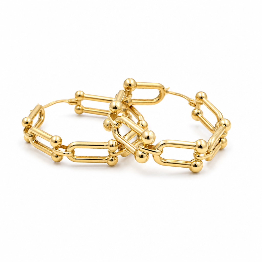 10K Yellow Gold Fashion Hoops Earrings TT / Size: 28mm /  Weight: 6 GR / CAEH0TT