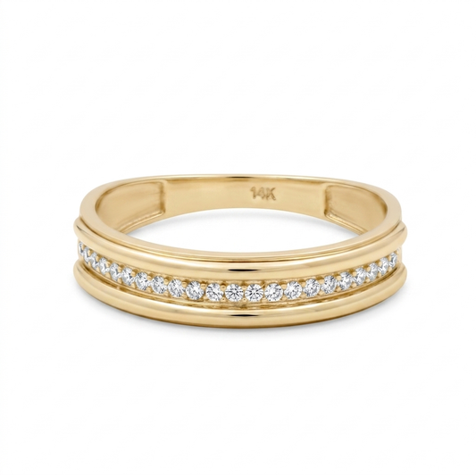 10K Yellow Gold Men’s Wedding Band with Cz / Size: 11.5 / Weight: 3.1 GR / CLBMWB0BS-8