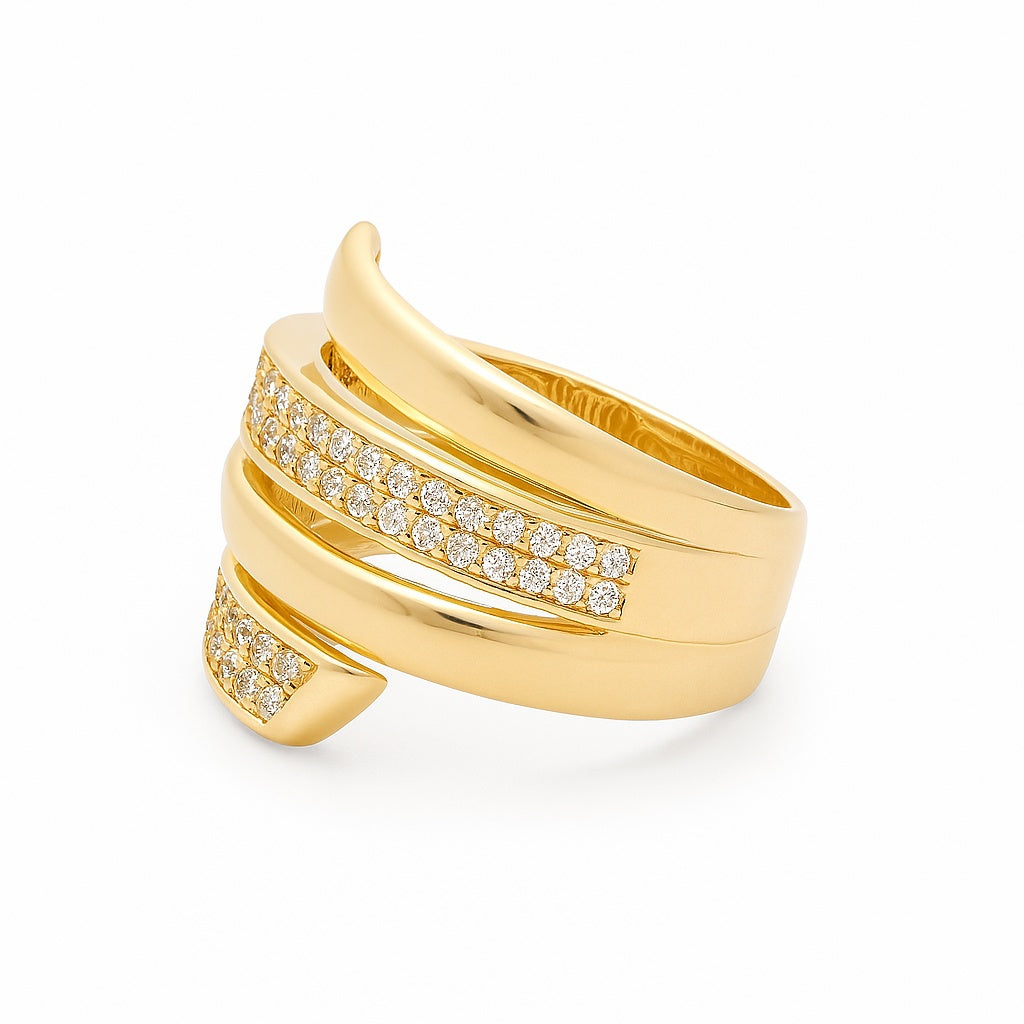 14K Yellow Gold Fashion Women's Ring with White Stones / Size: 8.5 / Weight: 5.8 GR / DQWR4FS-54