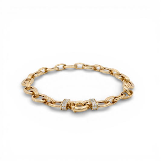 10K Yellow Gold  Fashion Women's  Bracelet with Cz / Size: 7.5" / Weight: 4.9 GR / DQWB0FS-1
