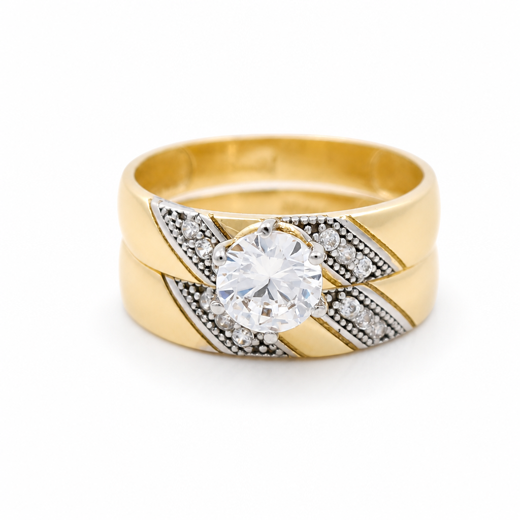 14K Yellow and White Gold Women’s Bridal Set / Stone: Cz / Size: 7 / Weight: 4 GR / IEEWRTT4BS