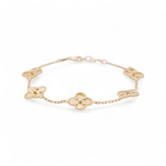 14K Yellow Gold Five Clover Women's Bracelet / Size: 7" 12MM / Weight: 5.3 GR / DOWB4CLV-1
