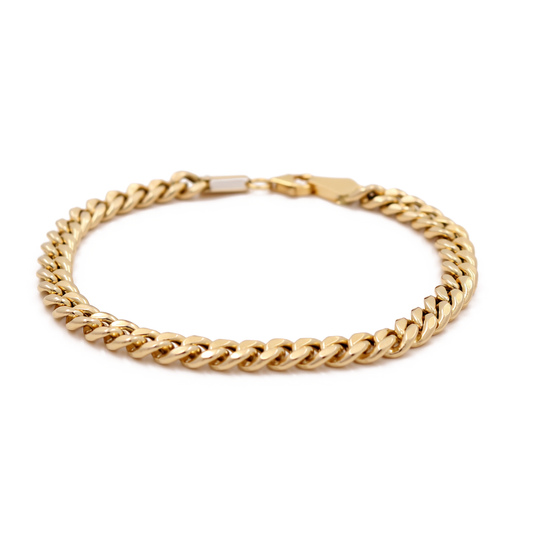 14K Yellow Gold Hollow Cuban Link Bracelet / Size: 5mm 7" / Weight: 5.4 GR / DOWB4CL5-7