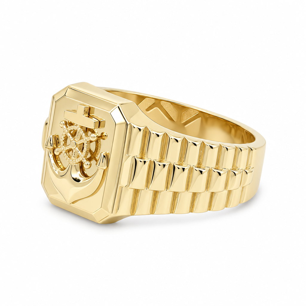 14K Yellow Gold Anchor Men’s Ring / Size 10.5 / Weight: 4.1 GR / DQMR4AN