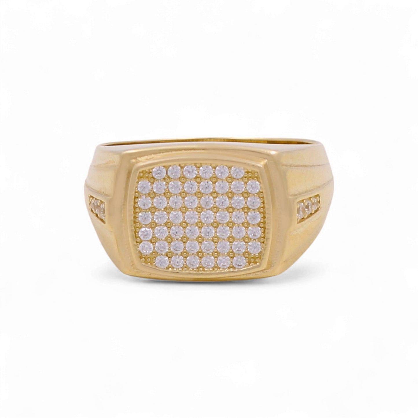 14K Yellow Gold Fashion Men’s Ring with Cz / Size 10 / Weight: 8.2 GR / DOMR4FS-3