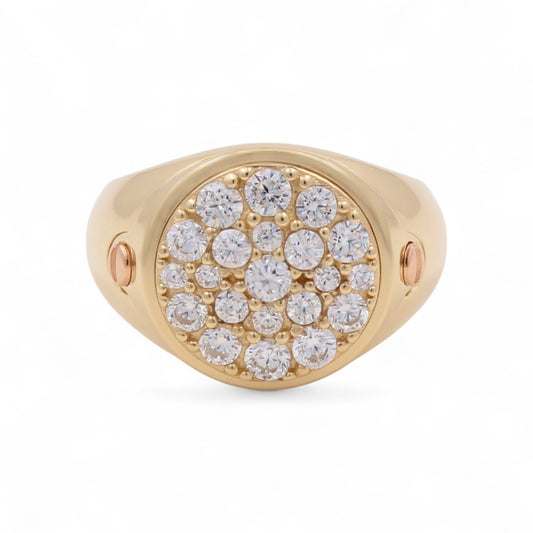 14K Yellow and Rose Gold RD Fashion Men's Ring with White Cz / Size: 11.5 / Weight: 6.5 GR / DQMRTT4FS-2