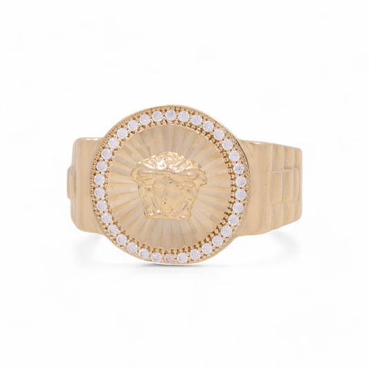 14K Yellow Gold Men’s Medusa Fashion Ring / CZ / Size 9.5 / Weight: 7.7 GR / COMR4FS-39