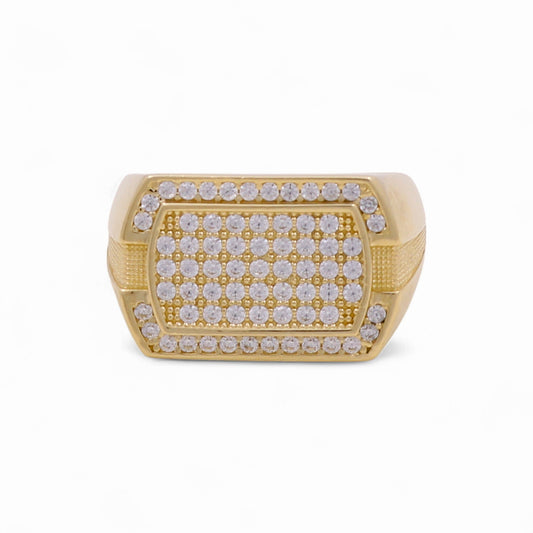 14K Yellow Gold Fashion Men’s Ring with Cz / Size 10 / Weight: 8.5 GR / DOMR4FS-6