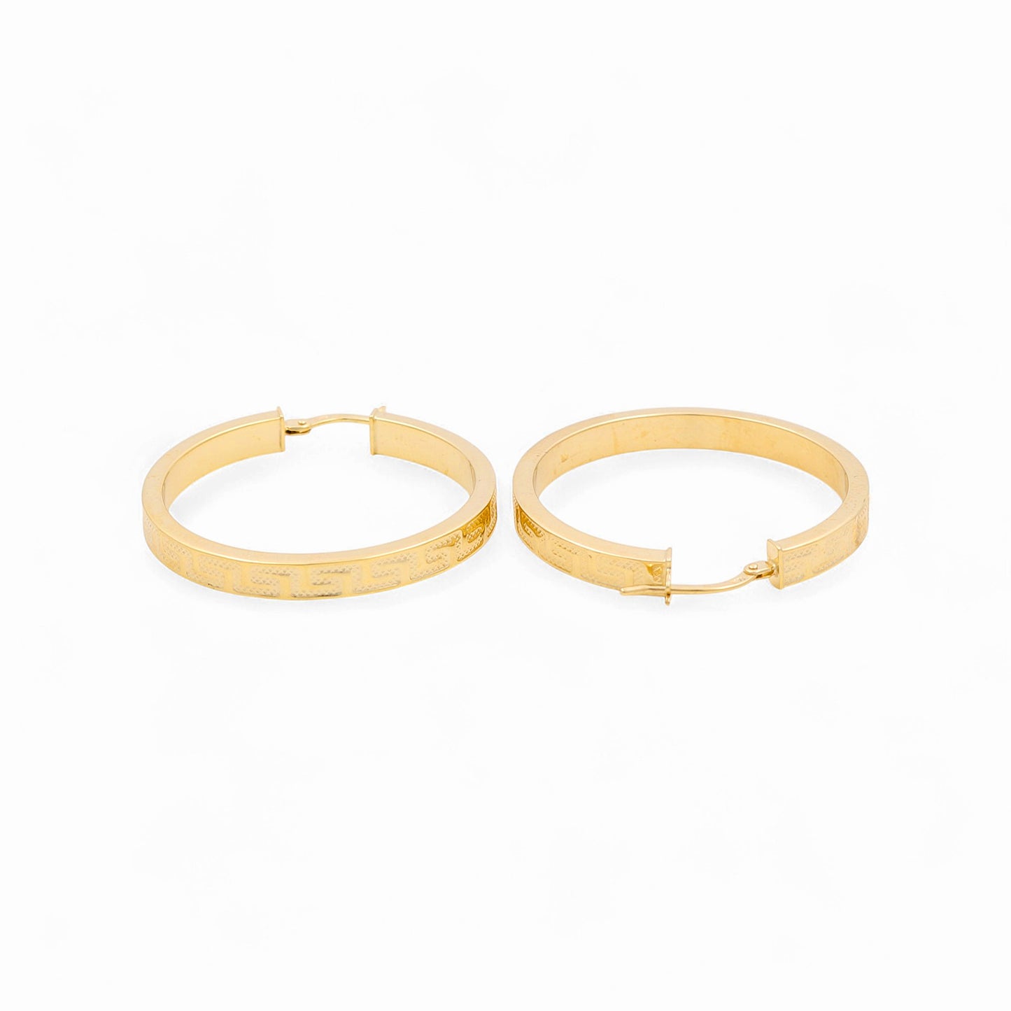 14K Yellow Gold Women's Greek Hoops Earrings / Size: 4mmx30mm / Weight: 3.3 GR / 240-00736