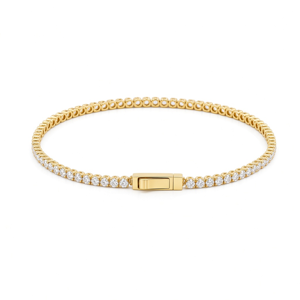 14K Yellow Gold Fashion Women's Tennis Bracelet with Cz / Size: 7" / Weight: 2.8 GR / COWB4TN