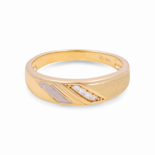 14K Yellow and White Gold Men’s Wedding Band / Stone: Cz / Size: 10 / Weight: 3.7 GR / KEEMWBTT4BS-9