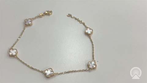 10K Yellow Gold Women's Bracelet with Five Mother of Pearl Clover / Size: 7" 13MM / Weight: 2.5GR / CQWB0CLV-6