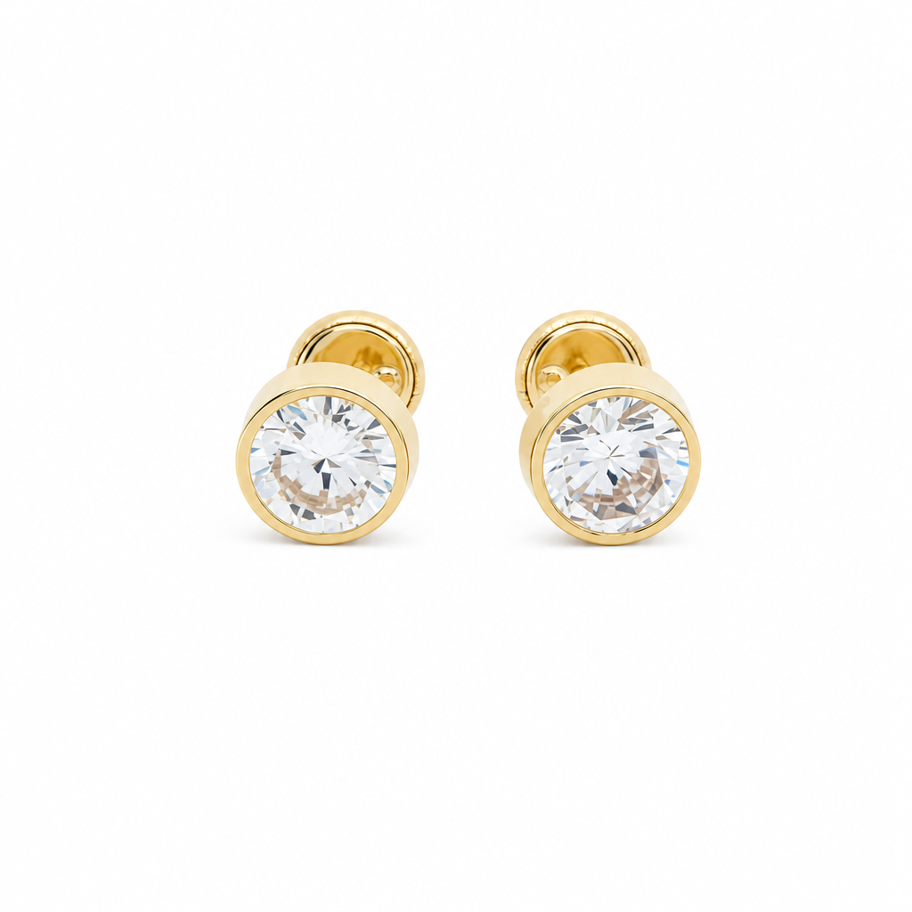 14K Yellow Gold Stud Earrings with Cz / 6-CH-R-6