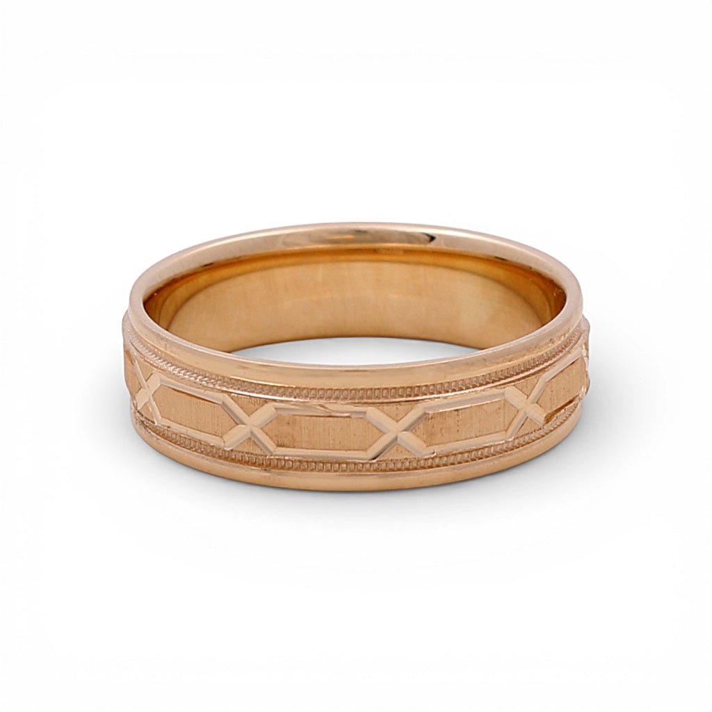 14K Yellow Gold Men’s Wedding Band with Design / Size: 10 / Weight: 5.8 GR / WBEEMWB4DS-2