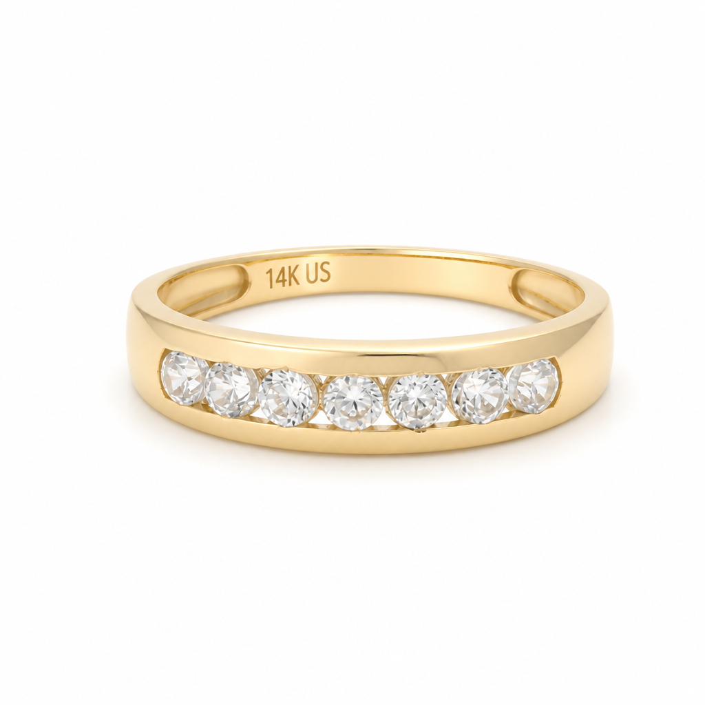 14K Yellow Gold Men's Wedding Band / Stone: Cz / Size: 10 / Weight: 2.2 GR / KEEMWB4BS-33