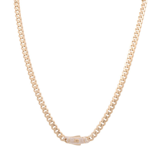 14K Yellow Gold Monaco Semisolid Chain / Stone: Cz / Size: 7mm 24" / Weight: 31.6 GR / COCH4MON7-24