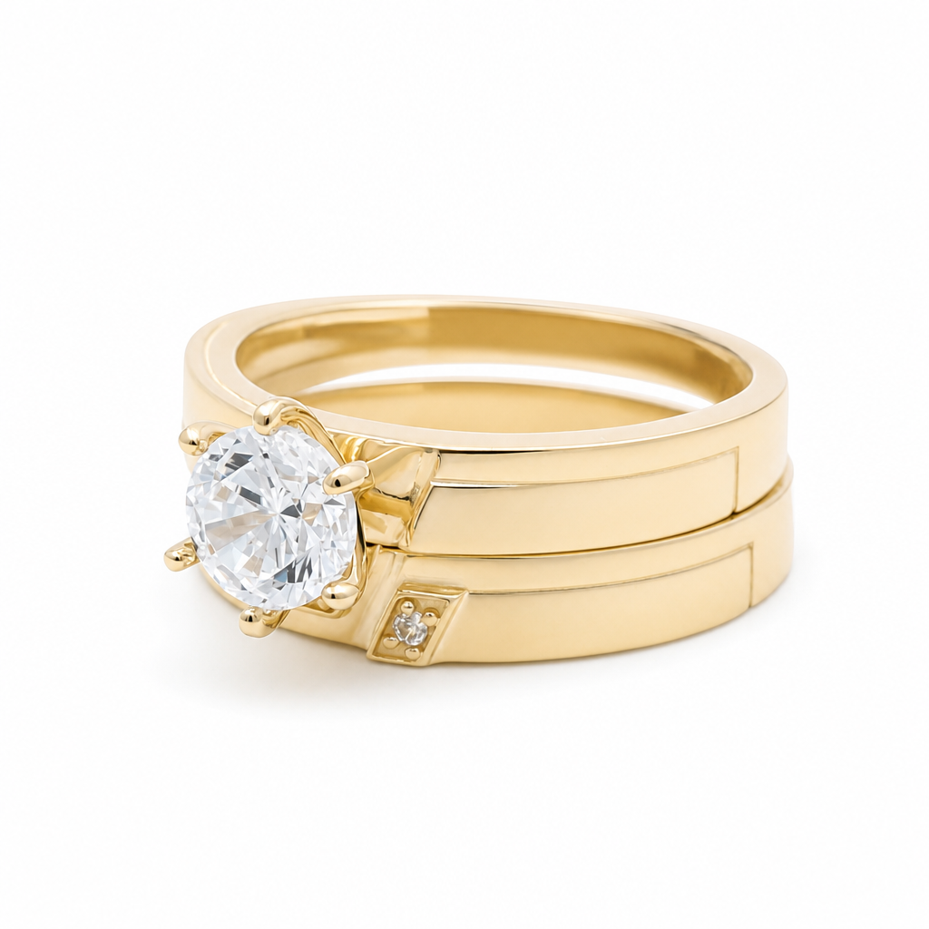 14K Yellow Gold Women’s Bridal Set / Stone: Cz / Size: 7.5 / Weight: 4.6 GR / KEEWR4BS-39