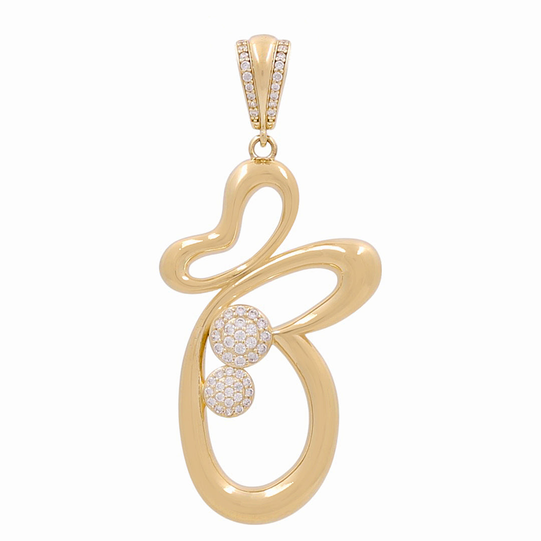 10K Yellow Fashion Butterfly Pendant with CZ / Weight: 5.6 GR / H25-1