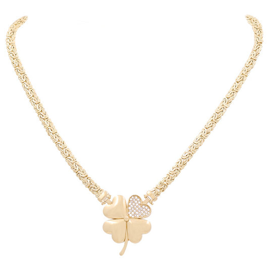 10K Yellow Gold Fashion Women's Necklace w/Clover / Size: 17" / Weight: 16.9 GR / DPNK0CLV