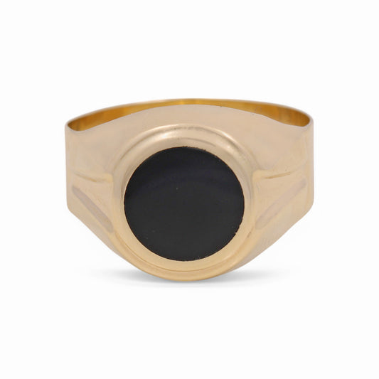 14K Yellow Gold Redondo Fashion Men's Ring with Onyx / Size:11 / Weight: 4 GR / COMR4FS-68