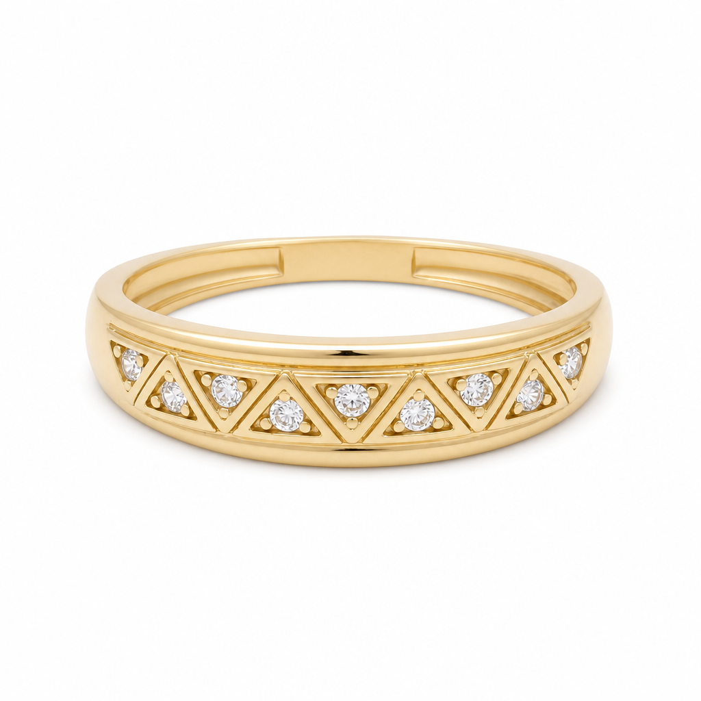 10K Yellow Gold Men’s Wedding Band with Cz / Size: 12 / Weight: 3.4 GR / CLBMWB0BS-2