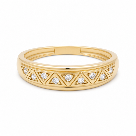 10K Yellow Gold Men’s Wedding Band with Cz / Size: 12 / Weight: 3.4 GR / CLBMWB0BS-2