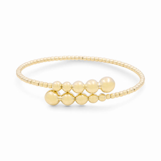10K Yellow Gold Semisolid Women’s Bangle Bracelet with Balls / Weight: 6.8 GR / CPBB0BLL