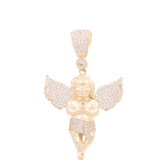 14K Yellow Gold Angel Pendant with Cz / Weight: 8.5 GR / DOPD4AN